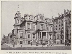 Philadelphia: Union League Club, South Broad, od Sansom po Moravskou ulici (č/b foto) od American Photographer (after)