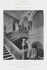 Schodiště, "Hewell Grange," Bromsgrove, Worcestershire, Anglie (černobílá fotografie) od American Photographer (after)