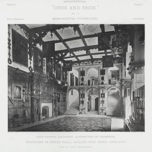 Schodiště ve Velké síni, Audley End, Essex, Anglie (černobílá fotografie) od American Photographer (after)