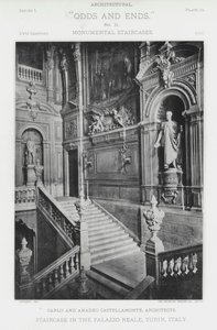 Schodiště v Palazzo Reale, Turín, Itálie (černobílá fotografie) od American Photographer (after)