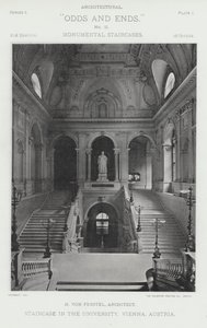 Schodiště na univerzitě, Vídeň, Rakousko (černobílá fotografie) od American Photographer (after)