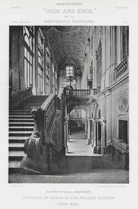 Schodiště cti v Palazzo Madama, Turín, Itálie (černobílá fotografie) od American Photographer (after)
