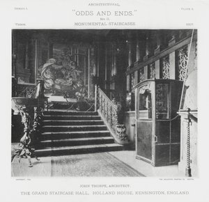 The Grand Staircase Hall, Holland House, Kensington, Anglie (černobílá fotografie) od American Photographer (after)