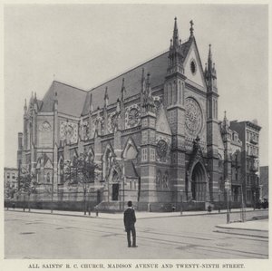 Kostel Všech svatých RC, Madison Avenue a Dvacátá devátá ulice (černobílá fotografie) od American Photographer