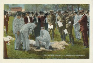 Americká těžba uhlí: Soutěž týmů první pomoci, účast amerických úředníků (barevné foto) od American Photographer