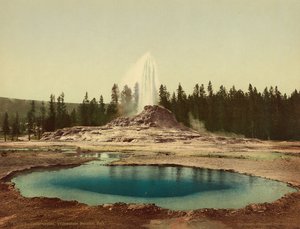 Castle Geyser, Yellowstonský národní park, asi 1898 (fotochrom) od American Photographer