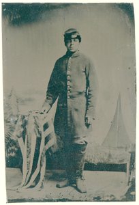Charles H. Arnum, vojín 54. dobrovolnického pěšího pluku v Massachusetts, 1864 (fotografie na cínovém podkladu) od American Photographer