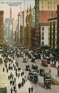 Pátá avenue a 42. ulice, New York (kolorovaná fotografie) od American Photographer
