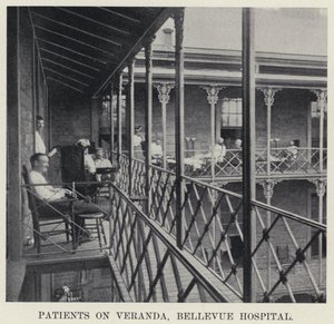 Pacienti na Verandě, nemocnice Bellevue (č/b foto) od American Photographer