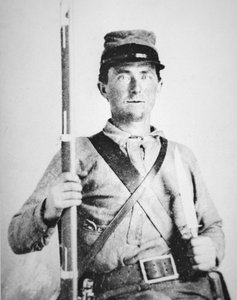 Vojín John LeRoy Williams, voják Konfederační armády (černobílá fotografie) od American Photographer