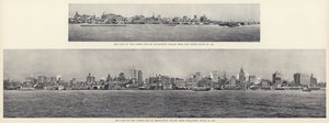 Skyline na dolním konci ostrova Manhattan od řeky North River (černobílá fotografie) od American Photographer