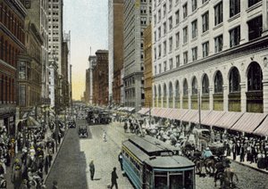 State Street, při pohledu na sever od Van Buren Street (barevná fotografie) od American Photographer