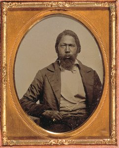 Stoický muž, kolem roku 1855 (ručně kolorovaná ambrotypie na deváté desce) od American Photographer