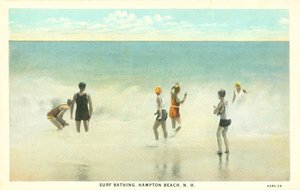 Koupání na surfu, Hampton Beach, New Hampshire, kolem roku 1920 (barevná fotografie) od American Photographer