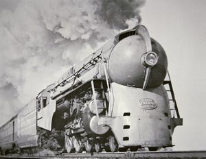 „Empire State Express“ newyorského centrálního systému v roce 1938 (černobílá fotografie) od American Photographer