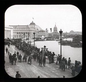 Worlds Columbian Exposition: vnější pohled, Chicago, 1893 (sklíčko s lucernou) od American Photographer