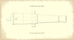 32liberní hlaveň pro mořské pobřeží, převzato z oficiální příručky US Army Instruction for Heavy Artillery, 1850-51 od American School