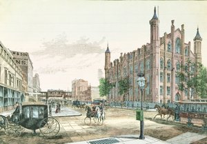 3rd Avenue a 23rd Street, Elevated Rail Road Station a College of the City of New York, od 36 Views of New York and Environs, publikoval Charles Magnus od American School