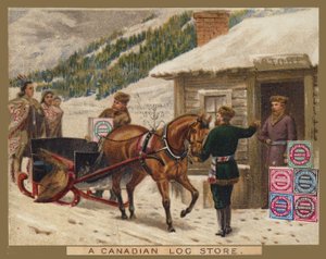 Kanadský Log Store, reklama Huntley a Palmer od American School