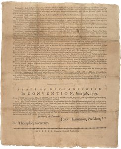 Deklarace práv a žádost vlády pro stát New Hampshire, 1779 od American School