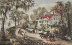 A Home On The Mississippi, hospoda. 1871, Currier & Ives od American School