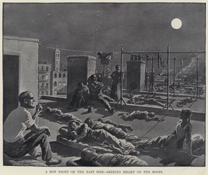 Horká noc na East Side, hledající úlevu na střechách (litho) od American School