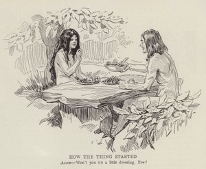 Adam a Eva v rajské zahradě (litografie) od American School
