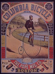 Reklama na jízdní kolo Columbia Penny-Farthing, Boston, USA od American School