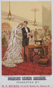 Reklama na domácí šicí stroje (chromolitho) od American School
