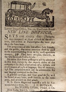 Reklama na New Line Dispatch, z The New York Journal & Patriotic Register, 6. dubna 1793 (tisk) od American School