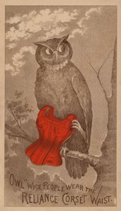 Reklamní karta pro korzety Reliance (barevná litografie) od American School