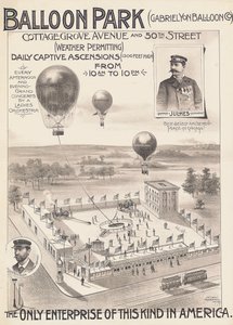 Reklamní plakát pro Balloon Park v Chicagu, USA, c.1888 od American School