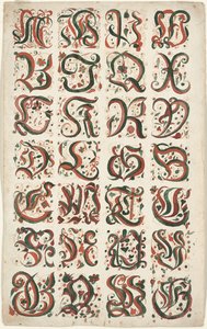 Abeceda, Fraktur Painting, c.1825-50 od American School