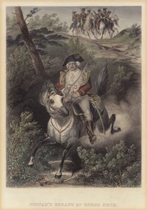 Útěk amerického generála Israela Putnama před Brity v Horse Neck, Connecticut, Americká válka za nezávislost od American School