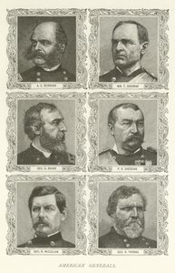 Američtí generálové, A E Burnside, William T Sherman, George G Meade, PH Sheridan, George B McClellan, George H Thomas od American School