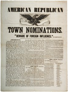 Nominace amerických republikánských měst: Pozor na cizí vliv, c.1845