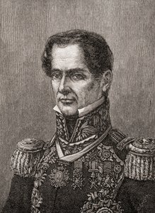 Antonio de Padua Maria Severino Lopez de Santa Anna y Perez de Lebro, z „Dějiny naší země“, vydané 1905 (rytina) od American School