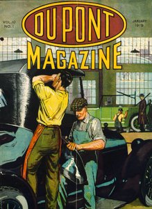 Opravy automobilů, přední obálka časopisu DuPont, leden 1919 od American School