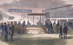 Banka v San Franciscu, kolem roku 1860 (barevná rytina) od American School