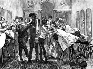 Barbers Saloon v New Yorku, 1870 od American School