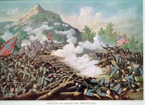 Bitva u Kenesaw Mountain, Georgia, 27. června 1864, vyryto Kurzem & Allisonem od American School