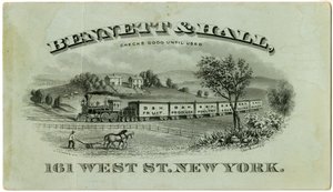 Bennett & Hall obchodní karta [recto], 1882 (rytá litografie [vizitka]) od American School