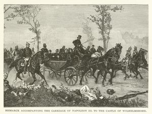 Bismarck doprovázející kočár Napoleona III do hradu Wilhelmshohe od American School
