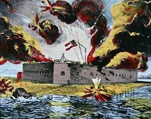 Bombardování pevnosti Fort Pulaski, Cockspur Island, Georgia od American School