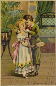 Chlapec a dívka líbání v usmíření od American School