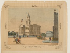 Brooklynská radnice, vydal Charles Magnus, Inc. (litho, ručně malované s wc) od American School