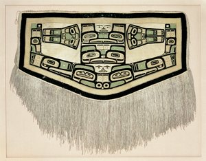 Deka Chilkat, před rokem 1832 (vlna horských koz a žlutá cedrová kůra) od American School