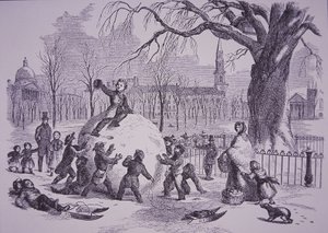 Vánoční sněhová koule, scéna na Boston Common od American School