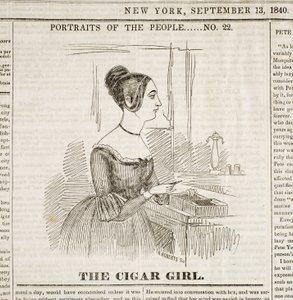Cigar Girl, přední strana "New York Sunday Atlas", 13. září 1840 od American School