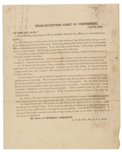 Oběžník týkající se výstavby a opevnění redut používaných armádou Tennessee, 7. července 1864 od American School